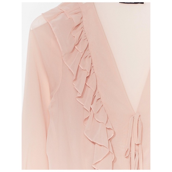 Nasty Gal Ruffle Chiffon Tie Front Blouse - Picture 3 of 15